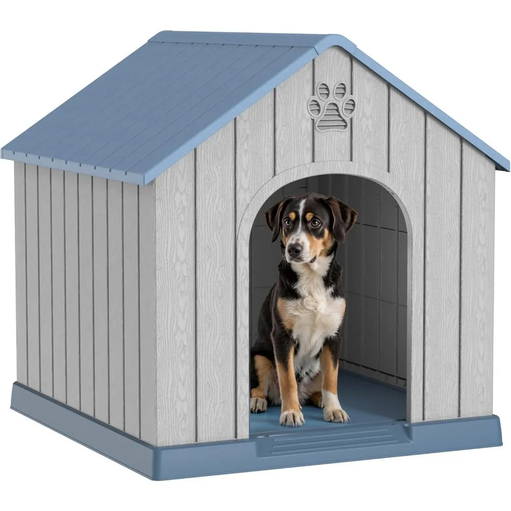 38in Large Outdoor Dog House,Durable Water Resistant Resin Dog House,Doghouse for Small to Large Dogs Indoor or Outside,with Ai