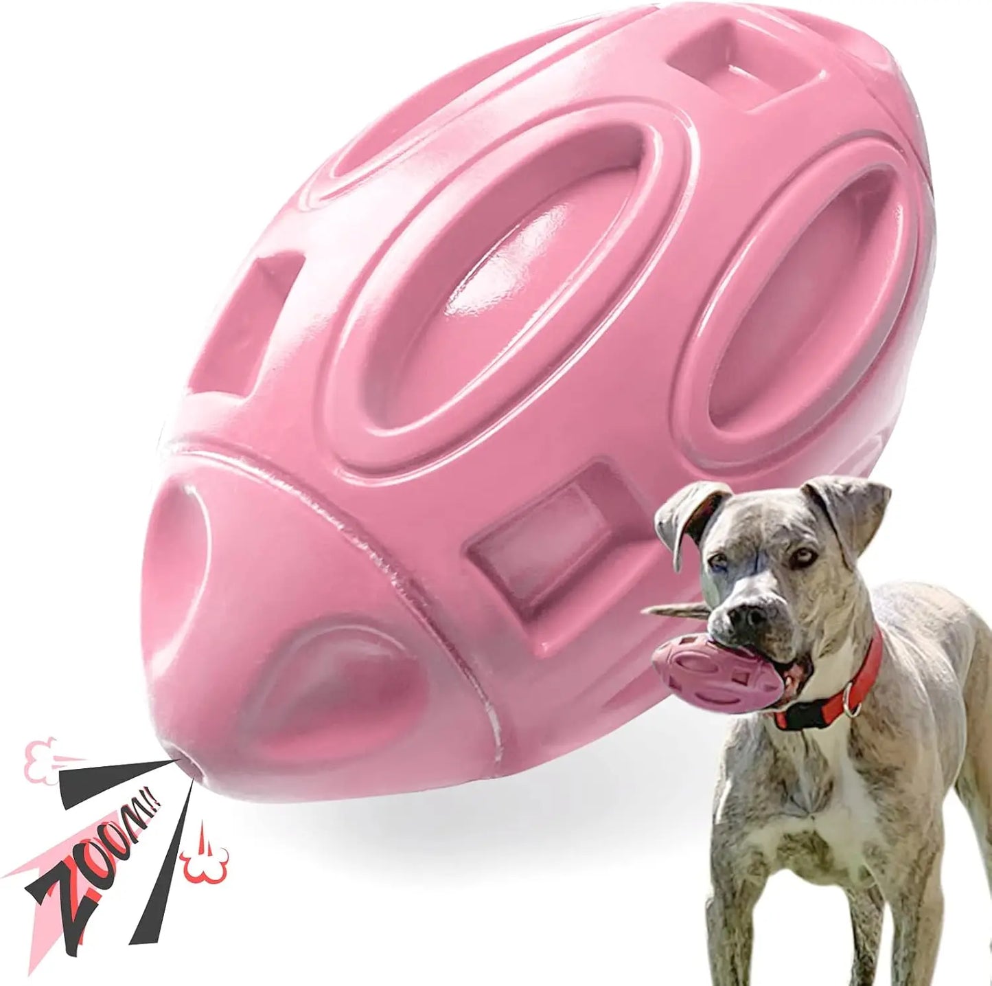Indestructible Rubber Squeaky Chew Ball for Aggressive Medium/Large Dog Chewers, Durable Pet Toy