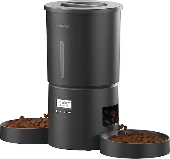 Automatic Dual Cats Feeder for 2 Cats,6 Meals/Day,12 Portions/Meal,Dual Power Auto Pet Feeder Dry Food Dispenser,Flexible Schedu