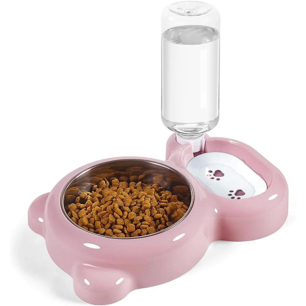Automatic Cat Dog Water Dispenser Set Stainless Steel Food Bowl Easy Clean No Slip Design Fresh Water Supply