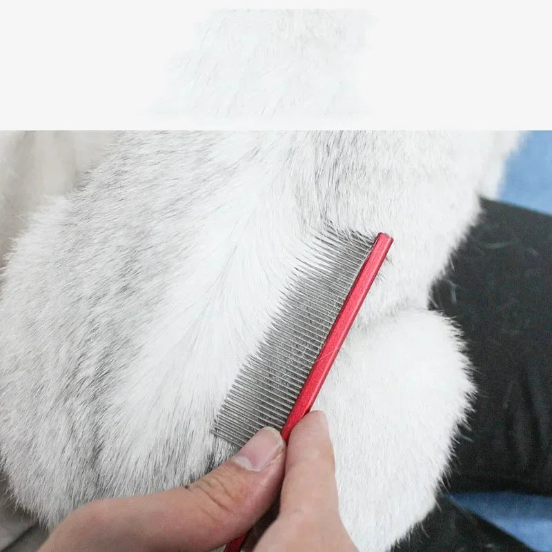 Pet Cat Dog Fine Tooth Comb Hair Beauty Brush for Pet Cat Dog Stainless Steel Long Handle Comb Supplies