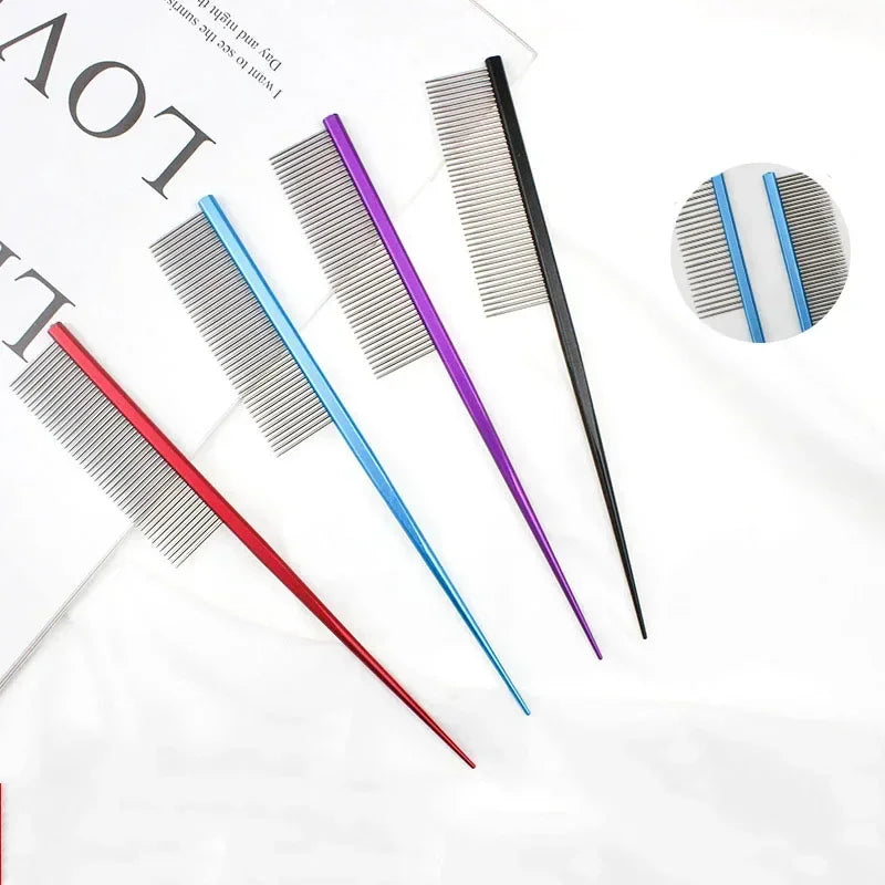 Pet Cat Dog Fine Tooth Comb Hair Beauty Brush for Pet Cat Dog Stainless Steel Long Handle Comb Supplies