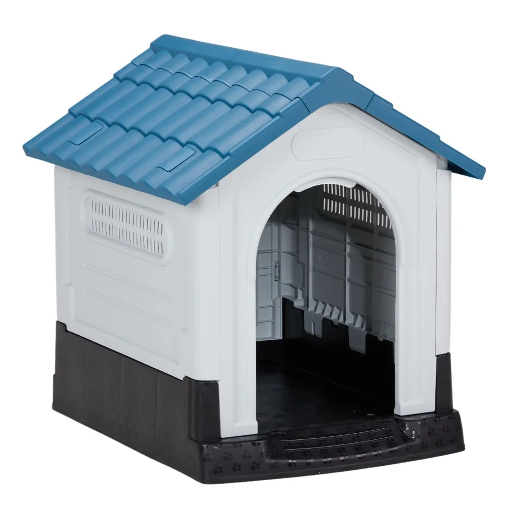 26 inch Plastic Dog House,with Air Vents and Elevated Floor, Insulated Water Resistant Puppy Shelter Kennel Doghouse Pet House