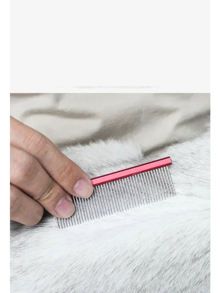 Pet Cat Dog Fine Tooth Comb Hair Beauty Brush for Pet Cat Dog Stainless Steel Long Handle Comb Supplies