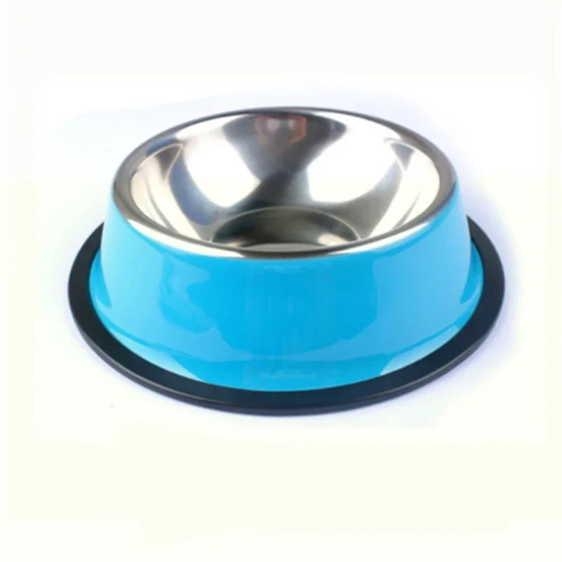 New Pet Dog Stainless Steel Bowls Puppy Cats Food Drink Water Dish Feeder Travel Feeding Non-slip Feeding Dishes Pets Supplies