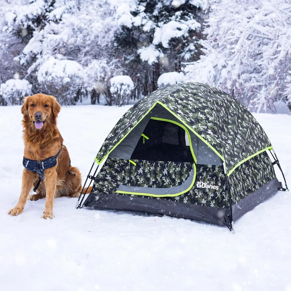 Camouflage Dog Tent House - Portable Indoor/Outdoor Dog Bed with Soft Pad for Large Dogs, 42 x 42 x 32 Inches