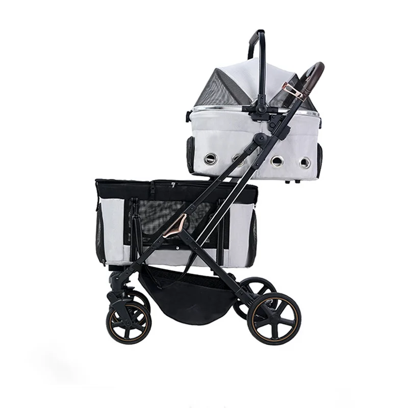 Twin Double Pet Stroller Dog Stroller Luxury 4 Wheels Pet for Two Dogs Cats