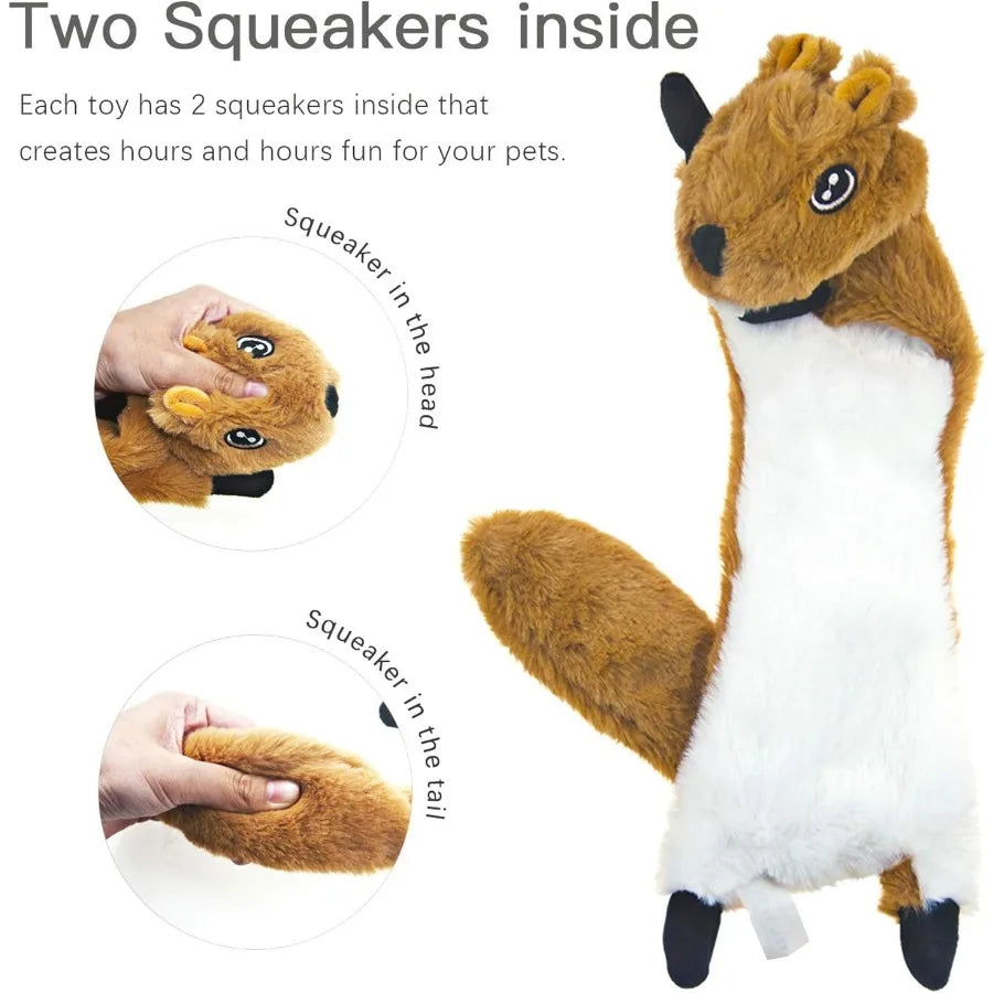 Dog Squeaky Toys 5 Pack Pet Crinkle Toy No Stuffing Animals Plush Dog Chew for Large and Medium De Teething for Boredom
