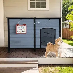 Outdoor Dog House, Indoor Outdoor Doghouse Puppy Shelter Dog House with Iron Frame,Anti-Bite Design Dog Home for Small Medium So