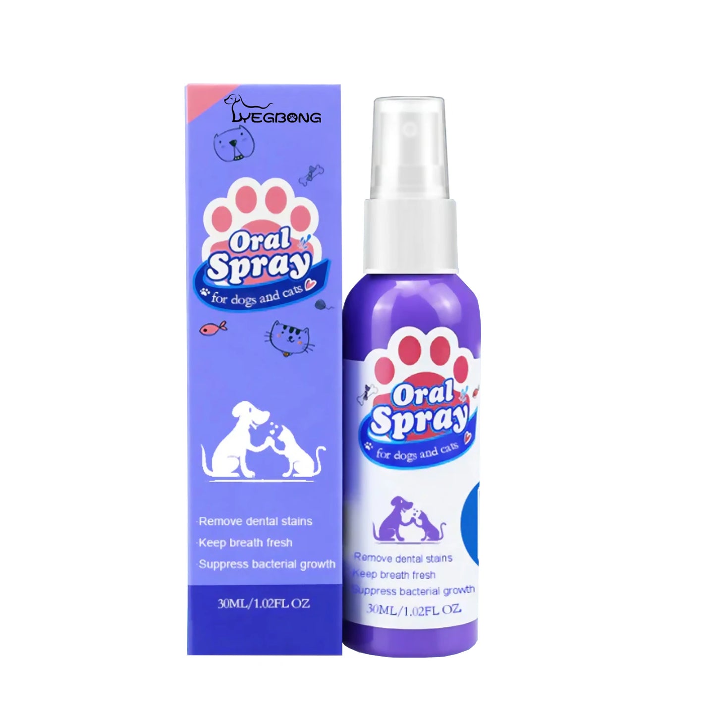 Pet Tooth Cleaning Spray Dogs Remove Bad Breath Freshener Cats Oral Cleaning Dental Care Deodorization Spray Pet Supplies 30ml