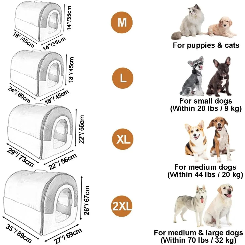Medium Igloo Dog House Indoor,XL Size Dog Cave for Medium and Large Dogs,2-in-1 Washable Covered Dog Bed,Brown