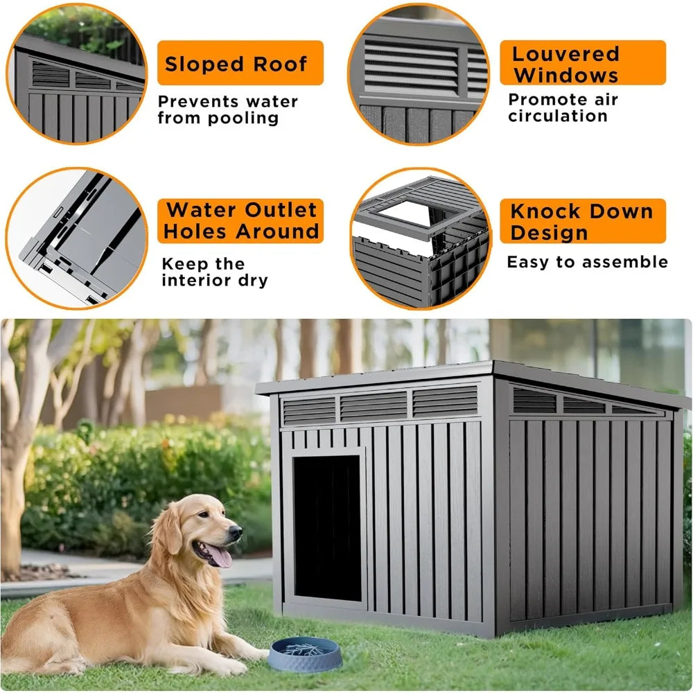 Indoor-outdoor Dog House with Weatherproof Roof and Removable Floor, Spacious Interior, 42.87 * 32.95 * 31.61 Inches