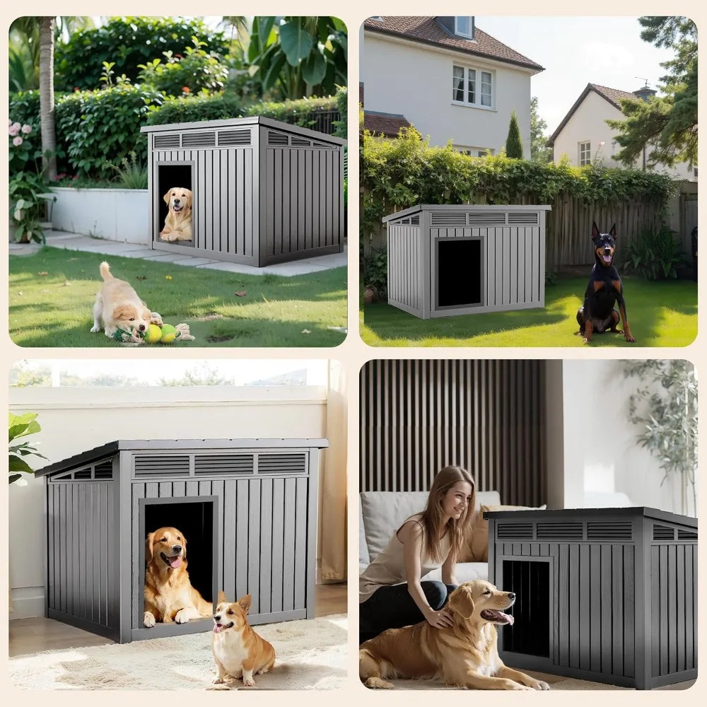 Indoor-outdoor Dog House with Weatherproof Roof and Removable Floor, Spacious Interior, 42.87 * 32.95 * 31.61 Inches