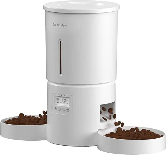 Automatic Dual Cats Feeder for 2 Cats,6 Meals/Day,12 Portions/Meal,Dual Power Auto Pet Feeder Dry Food Dispenser,Flexible Schedu