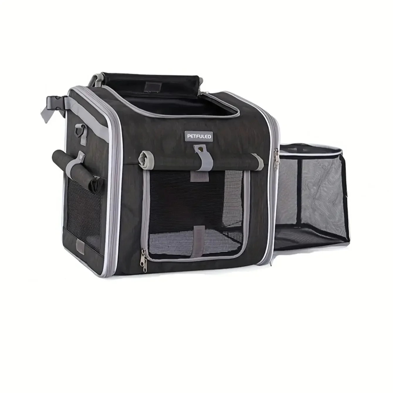 Dog Bike Basket, Expandable Soft Sided Pet Carrier Backpack with 4 Open Doors, Foldable Dog Bike Carrier