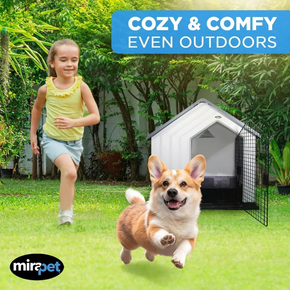 Durable Waterproof Plastic Dog House for Small to Large Sized Dogs, Indoor Outdoor Use Doghouse - Comfortable Retreat for Your P