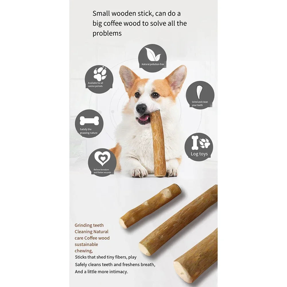 Coffee Wooden Dog Chew Toy, Dog Wooden Chew Stick, for Tooth Pressure Relief, Pet Toys