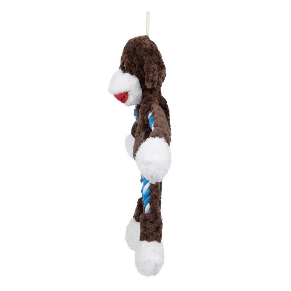 Tough Buddy Monkey Dog Toy Rope Chew Squeaky Fetch Tugging Durable Chew Level 3 Engaging Playtime Dogs
