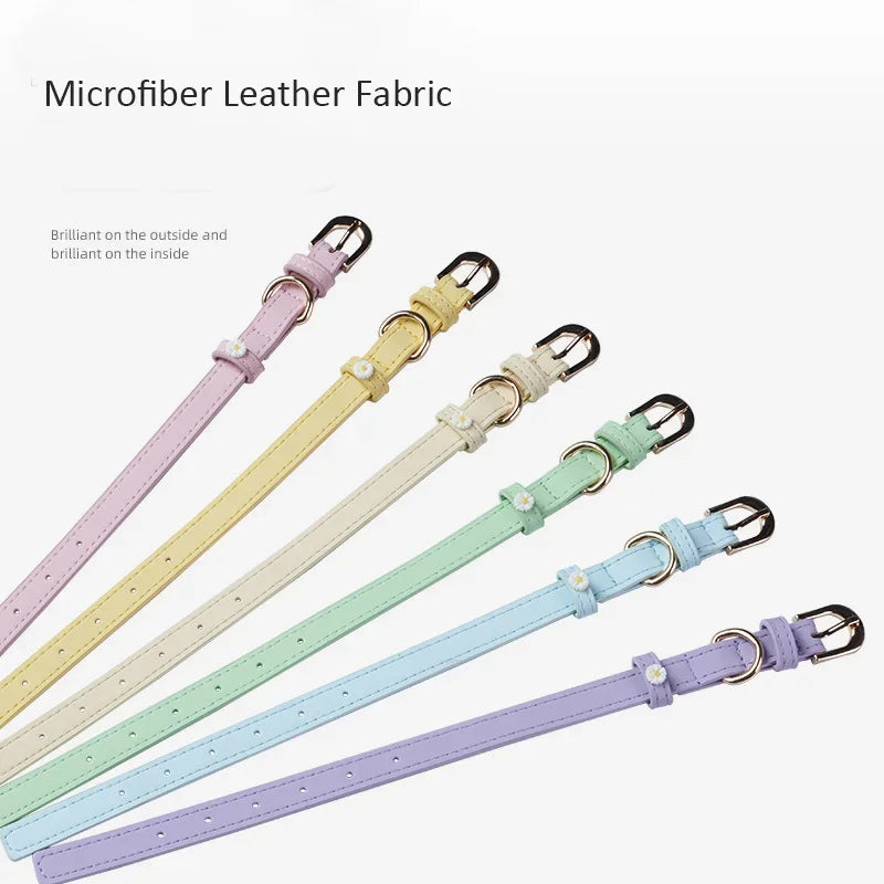 PU Leather Dog Collar with Daisy Decoration Comfortable Pet Collar For Small Dogs Cat Collar Pet Supplies