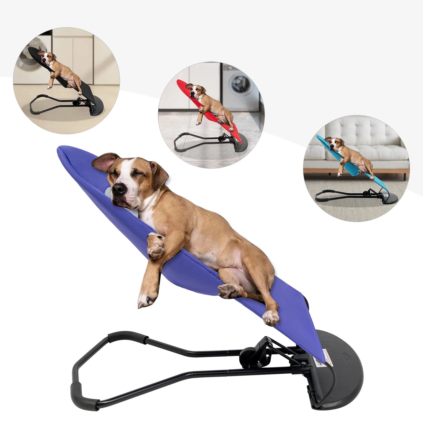 Pet Rocking Chair, Stainless Steel Bracket, Height Adjustable, Foldable, Portable Puppy Rocker Bed with Anti-slip Pads for Home