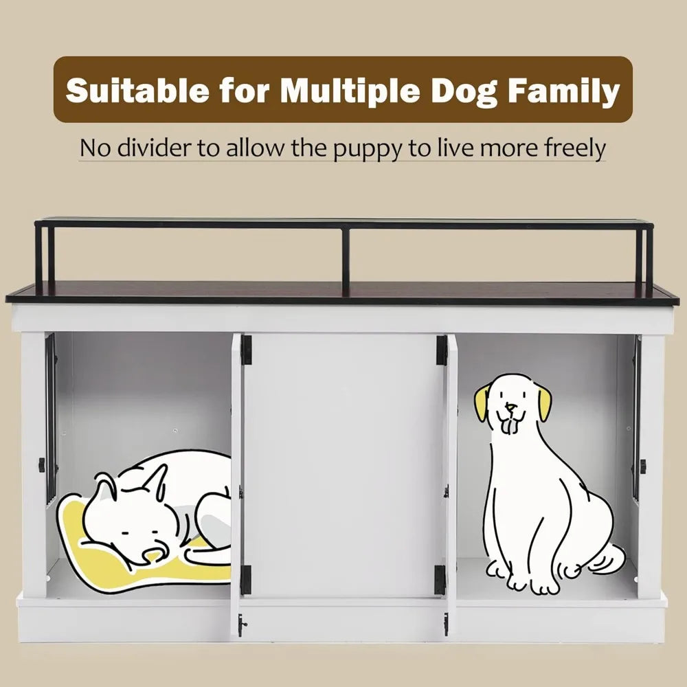 Large Dog Crate Furniture TV Stand, Wooden Pet Kennel with Double Doors, Indoor Furniture Style Dog House End Table, 1861 (Ligh