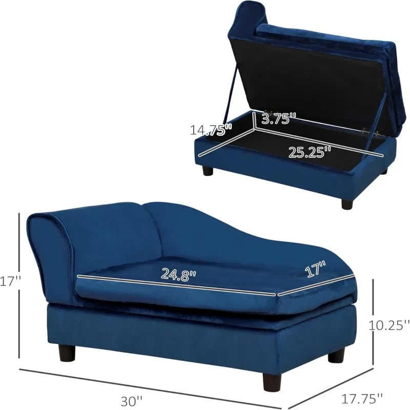 Dog Couch with Hidden Storage, Small Dog Sofa Bed with 2" Soft Foam, Modern Pet Furniture for Puppies & Little Breeds