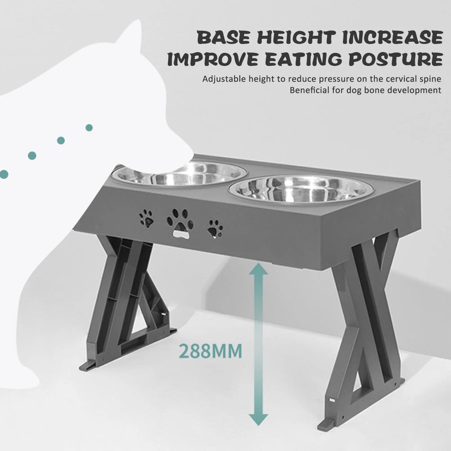 Stainless Steel Elevated Dog Bowl with Food Grade Material Leak-Proof Bowls Suitable for Small Medium & Large Dogs MIAO