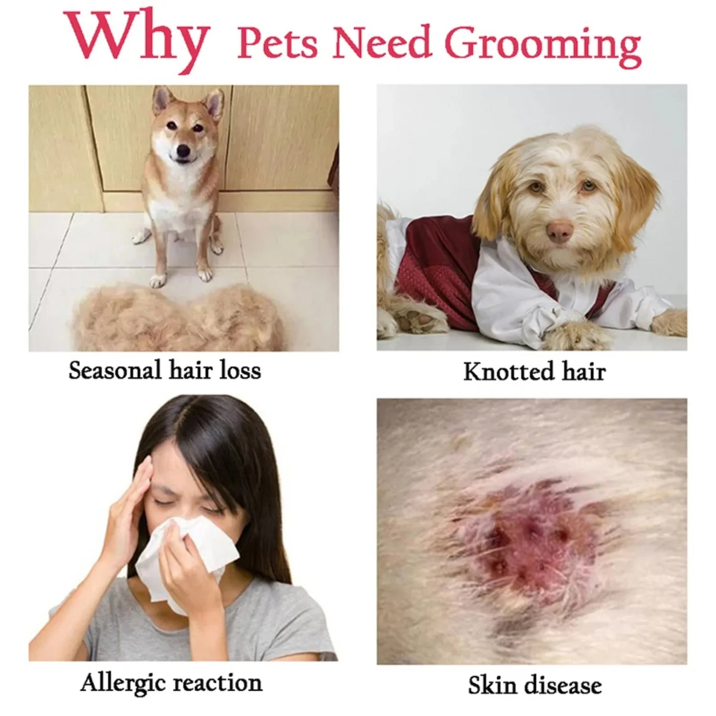 Professional Pet Deshedding Brush Dog Hair Remover Pet Knot Cutter Puppy Cat Comb Brushes Dogs Grooming Shedding Supplies