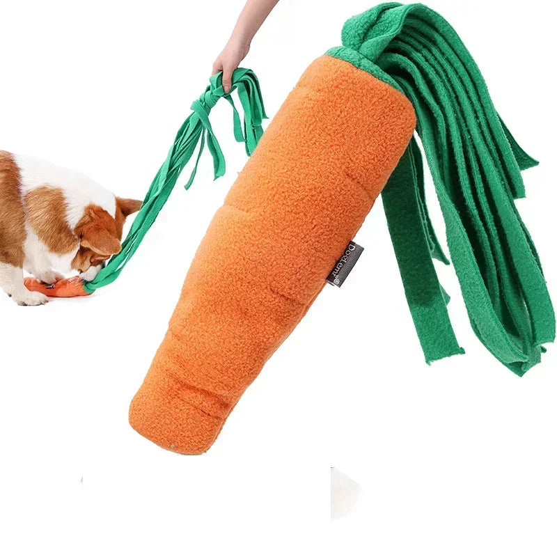 Dog Sniffing Toys for Small Dog Carrot Shape Squeaky Interactive Snuffle Training Food Slow Feeder Pet Nosework Toy Pet Supplies