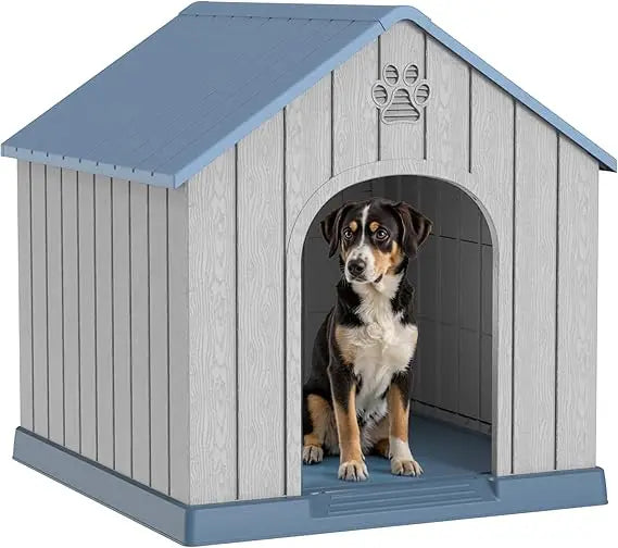 38in Large Outdoor Dog House,Durable Water Resistant Resin Dog House,Doghouse for Small to Large Dogs Indoor or Outside,with Ai