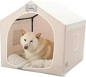 Indoor Dog House with Frame, Cute Dog Tent Bed with Cover Cave, Breathable, Washable, and Foldable House, Suitable for 20-40 Lb