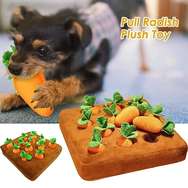 Innovative Dog Toys Snuffle Mat for Pet Plush Carrot Toy Mat Plush Vegetable Field Pull Radish Plush Carrot Dog Interactive Toys