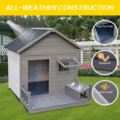 Large balcony doghouse, wood asphalt roof dog house , weatherproof large dog house,Complimentary a good cleaning mat