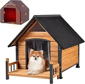 Outdoor Dog House, Waterproof Puppy Shelter Indoor Doghouse with Elevated Floor, Anti-Bite Design Dog Home for Small Medium Dogs