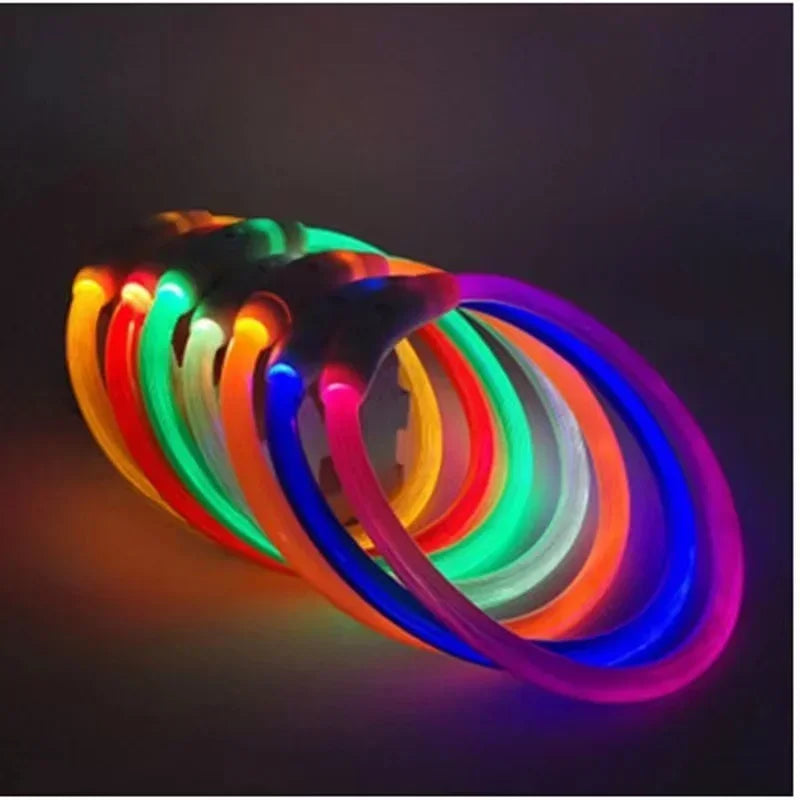 40/50/70cm Led Dog Collar USB Rechargeable Pet Dog Night Luminous Charge Collar Glowing Necklace Collar Safety Night Light