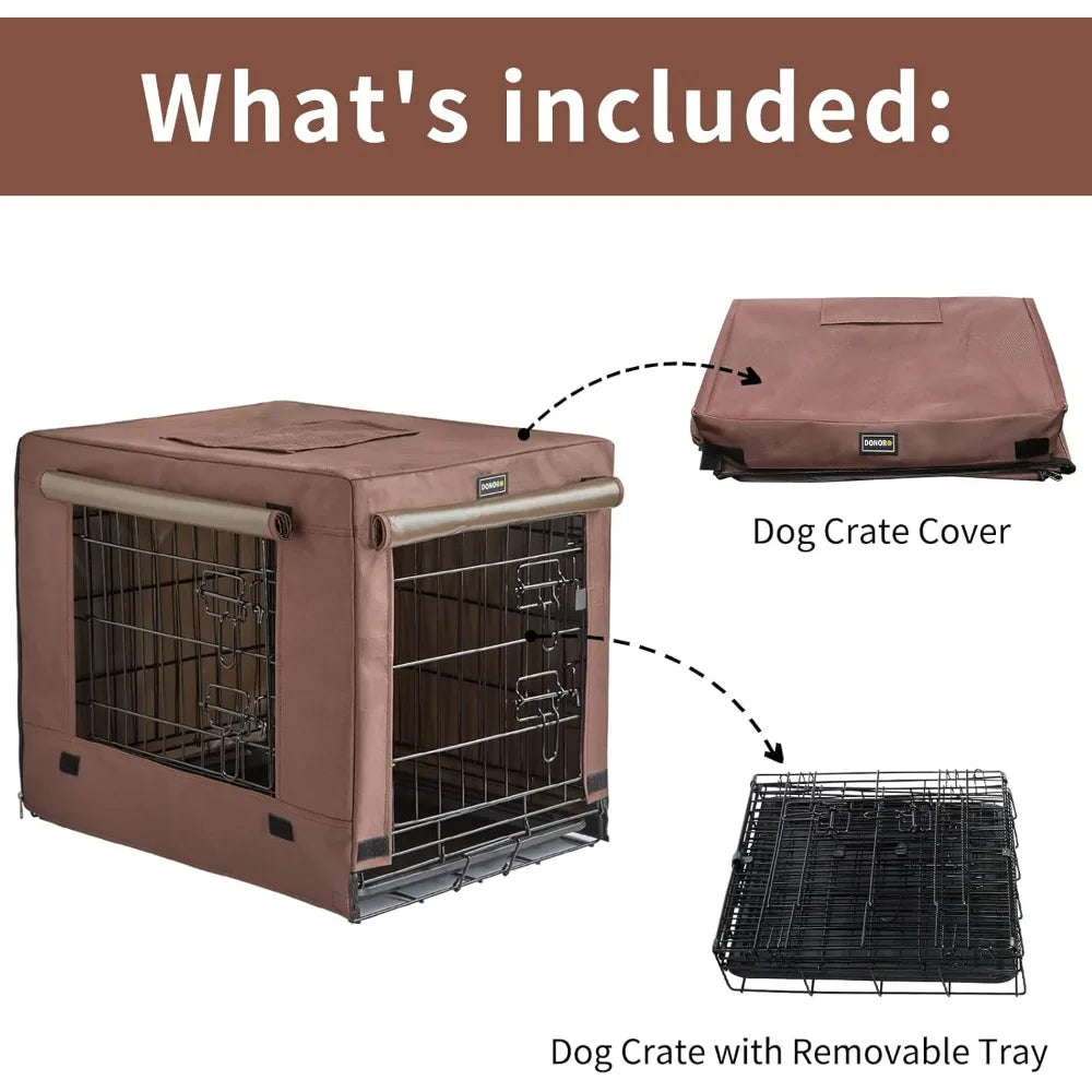 Dog Crates Kit for Small Size Dogs Indoor with Dog Crate Cover, Double Door Dog Kennels & Houses for Puppy and Cats