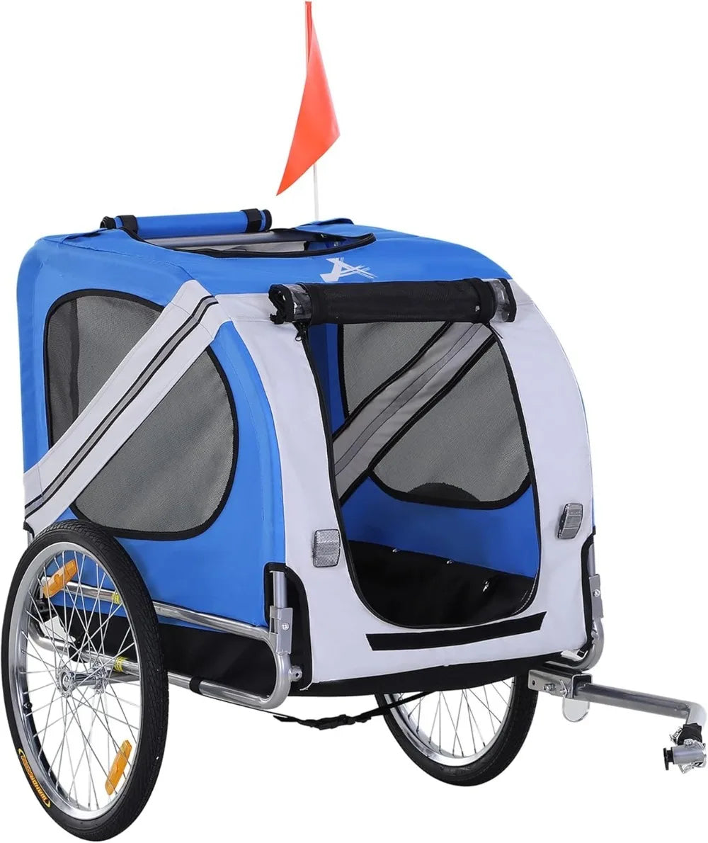 Dog Bike Trailer Pet Cart Bicycle Wagon Cargo ,Carrier Attachment for Travel with 3 Entrances Large Wheels
