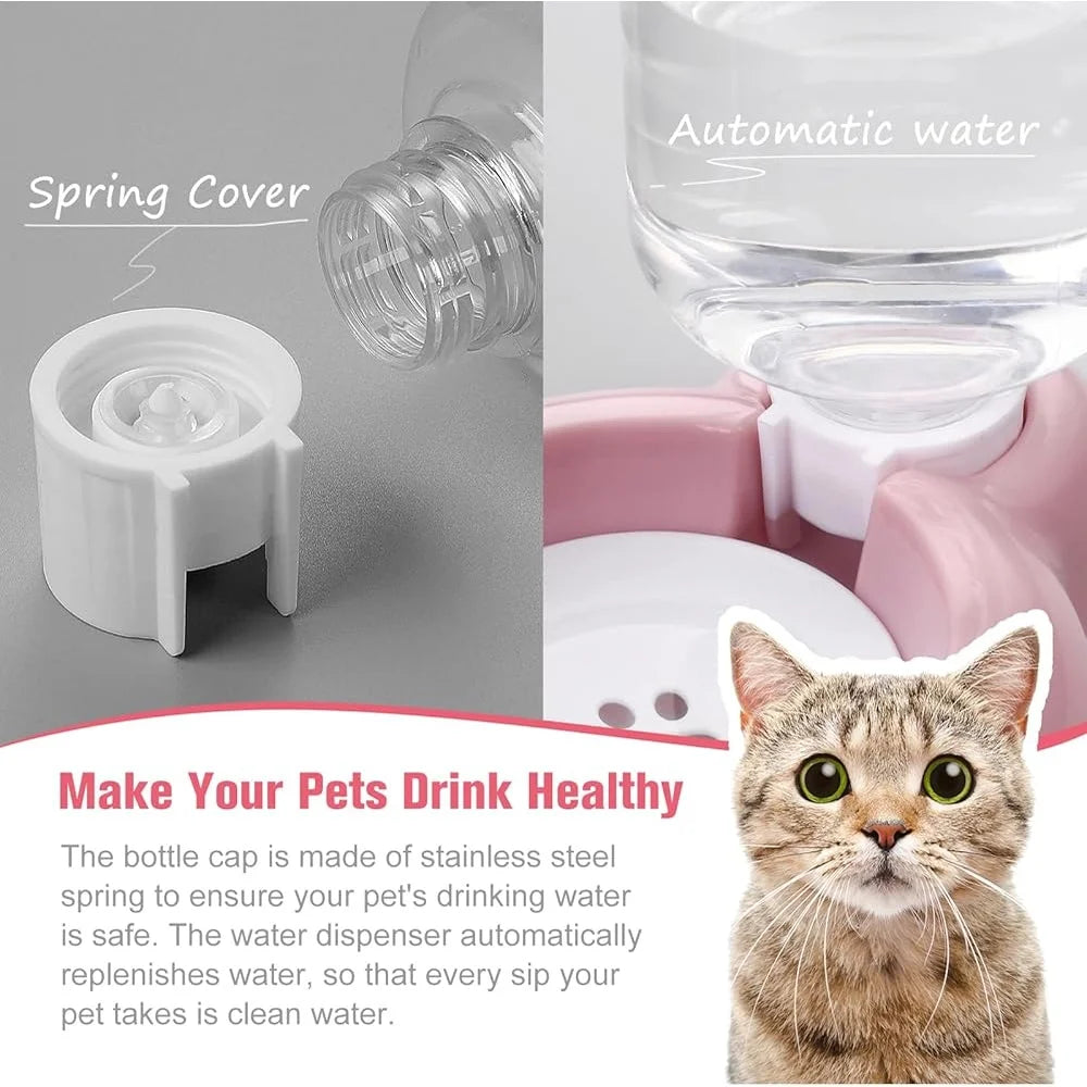 Automatic Cat Dog Water Dispenser Set Stainless Steel Food Bowl Easy Clean No Slip Design Fresh Water Supply