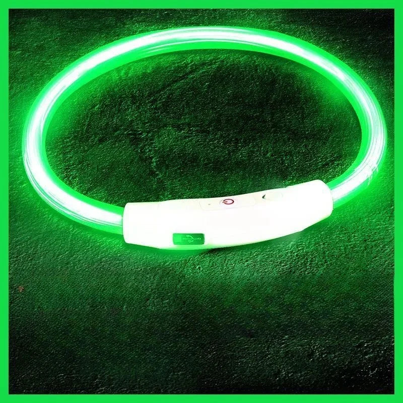 40/50/70cm Led Dog Collar USB Rechargeable Pet Dog Night Luminous Charge Collar Glowing Necklace Collar Safety Night Light