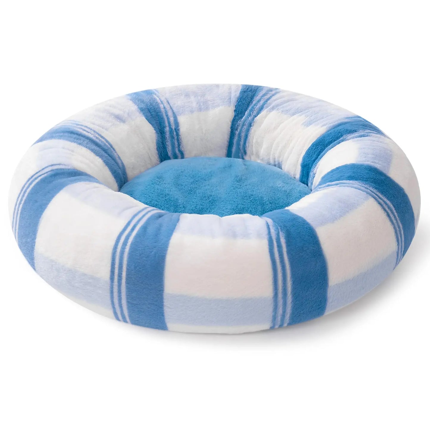 MEWOOFUN Cat Beds Round Washable Bed with Jacquard Shaggy Plush Non-Slip Bottom Calming Pet Bed for Indoor Cat Small Dog
