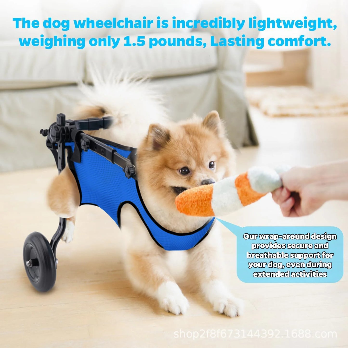 Adjustable Dog Wheelchair For Pet Mobility Cart With Rehabilitation Wheels Leg Support & Harnessfor Small/medium Disabled Pets