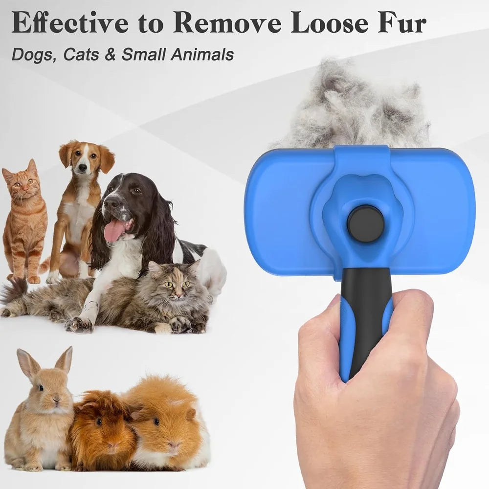 Self Cleaning Slicker Brush Deshedding Tool Dogs and Cats Pet Grooming Supplies Easy Clean High Quality Ergonomic Handle