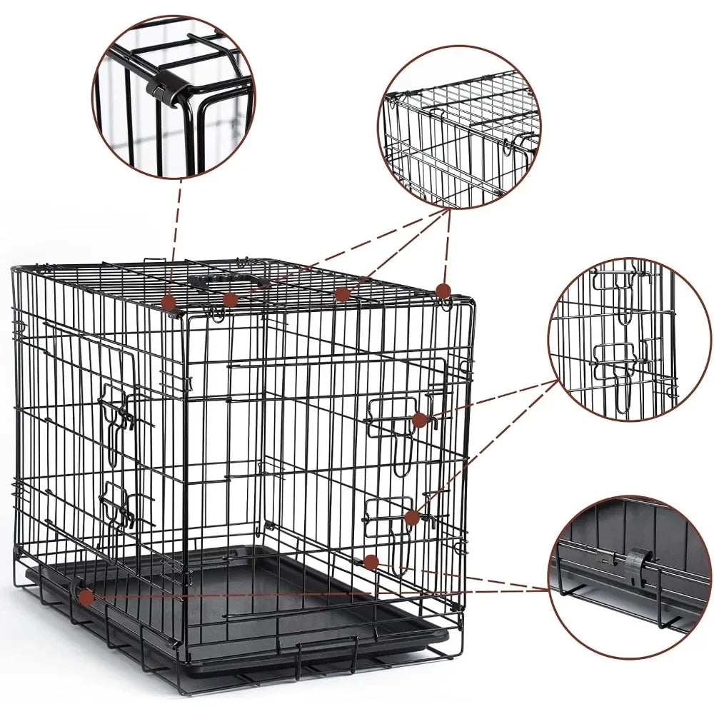 Dog Crates Kit for Small Size Dogs Indoor with Dog Crate Cover, Double Door Dog Kennels & Houses for Puppy and Cats