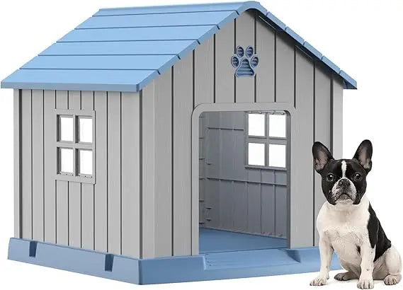 Dog House Indoor Outdoor for Small to Large Sized Dogs Indoor Outdoor Doghouse Puppy Shelter with Elevated Floor, Easy to Assem