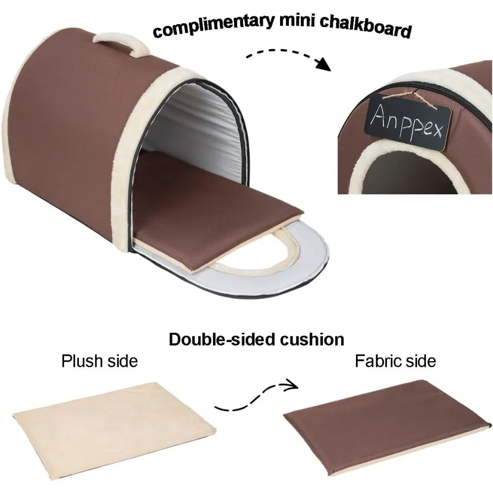 Medium Igloo Dog House Indoor,XL Size Dog Cave for Medium and Large Dogs,2-in-1 Washable Covered Dog Bed,Brown
