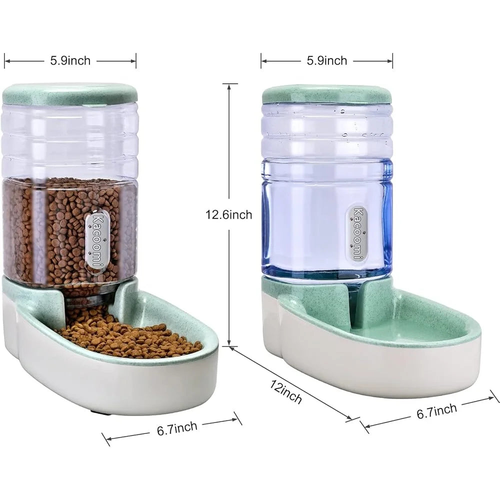 Automatic Pet Feeder and Water Dispenser Set Gravity Food Bowl Small Medium Dog Cat Puppy Kitten with Large Capacity