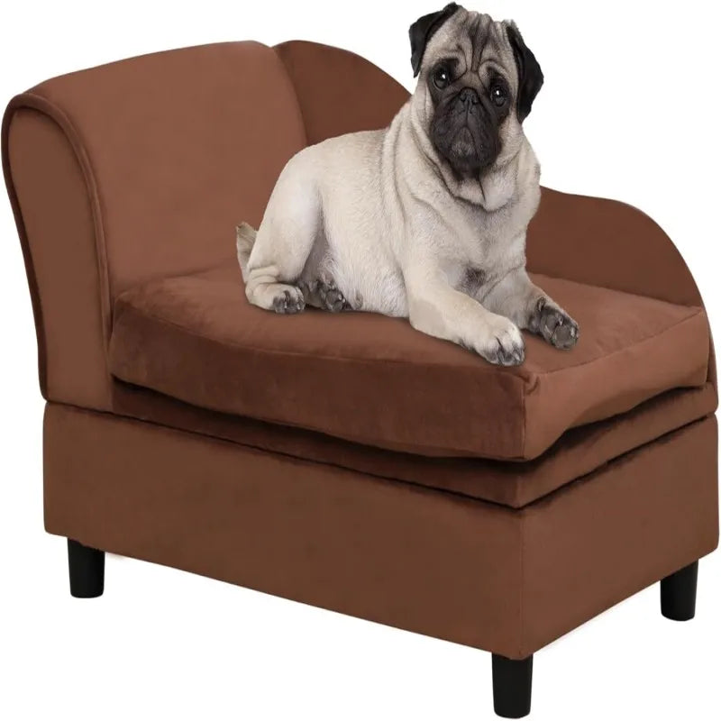 Dog Couch with Hidden Storage, Small Dog Sofa Bed with 2" Soft Foam, Modern Pet Furniture for Puppies & Little Breeds