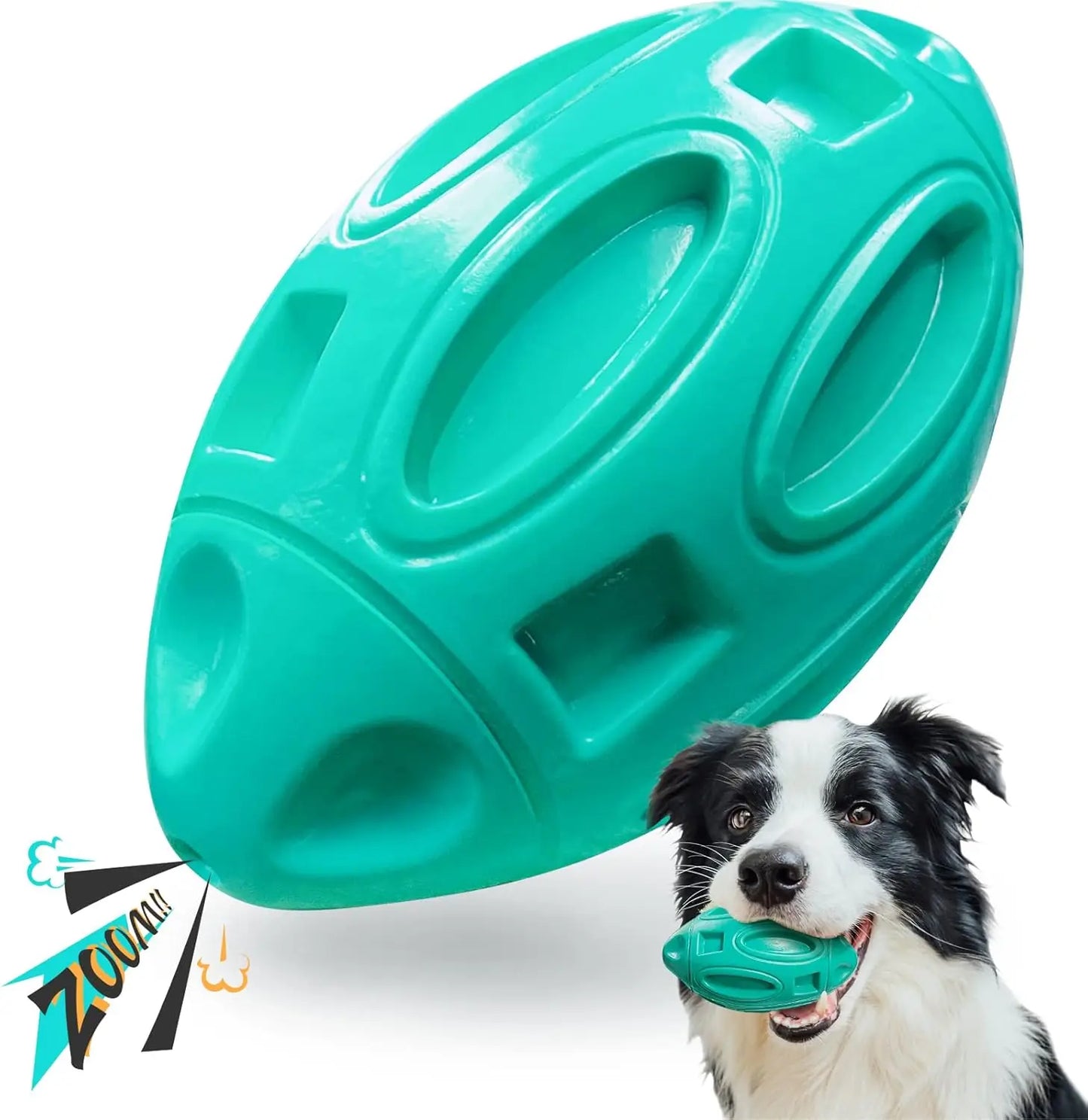 Indestructible Rubber Squeaky Chew Ball for Aggressive Medium/Large Dog Chewers, Durable Pet Toy
