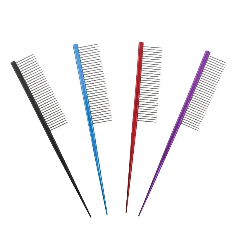 Pet Cat Dog Fine Tooth Comb Hair Beauty Brush for Pet Cat Dog Stainless Steel Long Handle Comb Supplies