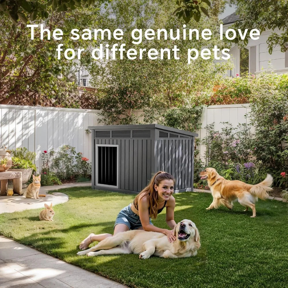Dog House for Both Indoor and Outdoor with Weatherproof Roof Removable Floors for Medium to Large Dogs Interior Space (Black, M
